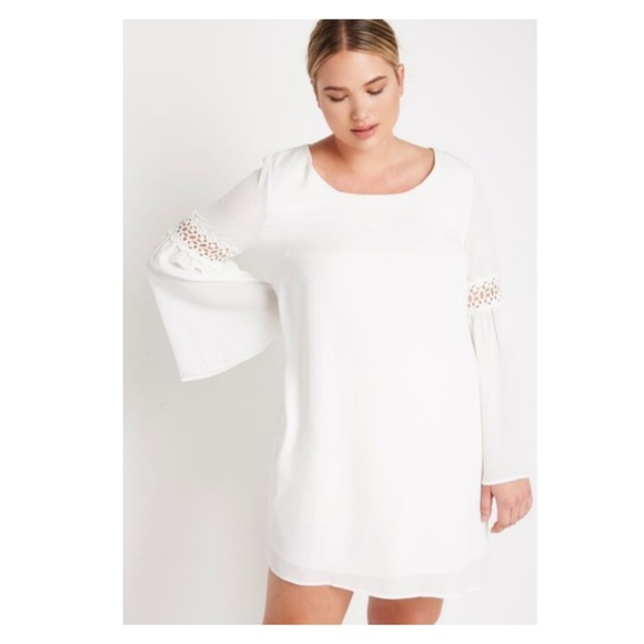 White Plus Mini Chiffon Dress